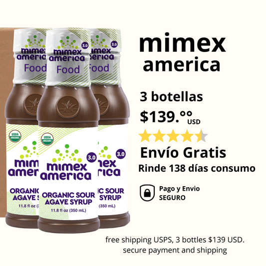 Mimex America | 3 Bottles | Single-Ingredient Agave Food for Daily Nutrition