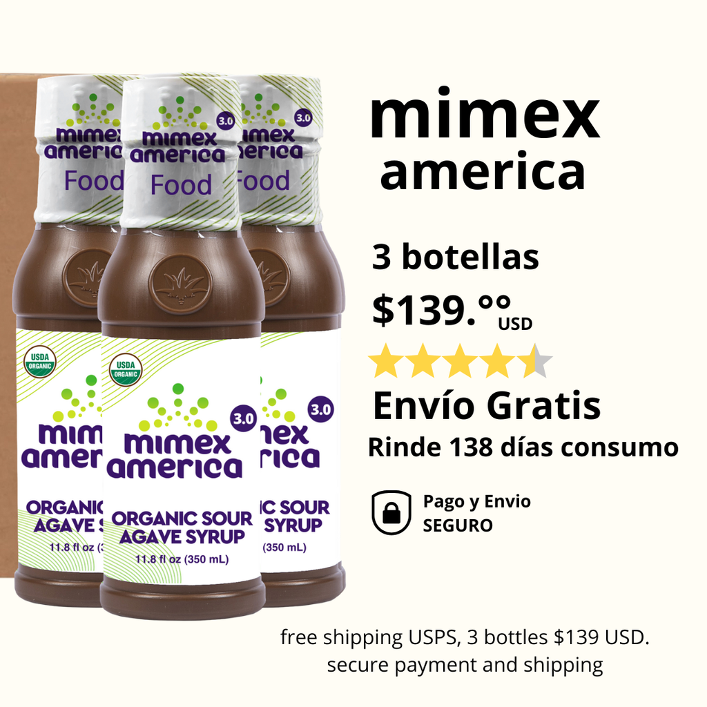 MIMEX maguey, agave, vitaminas, 3 botellas